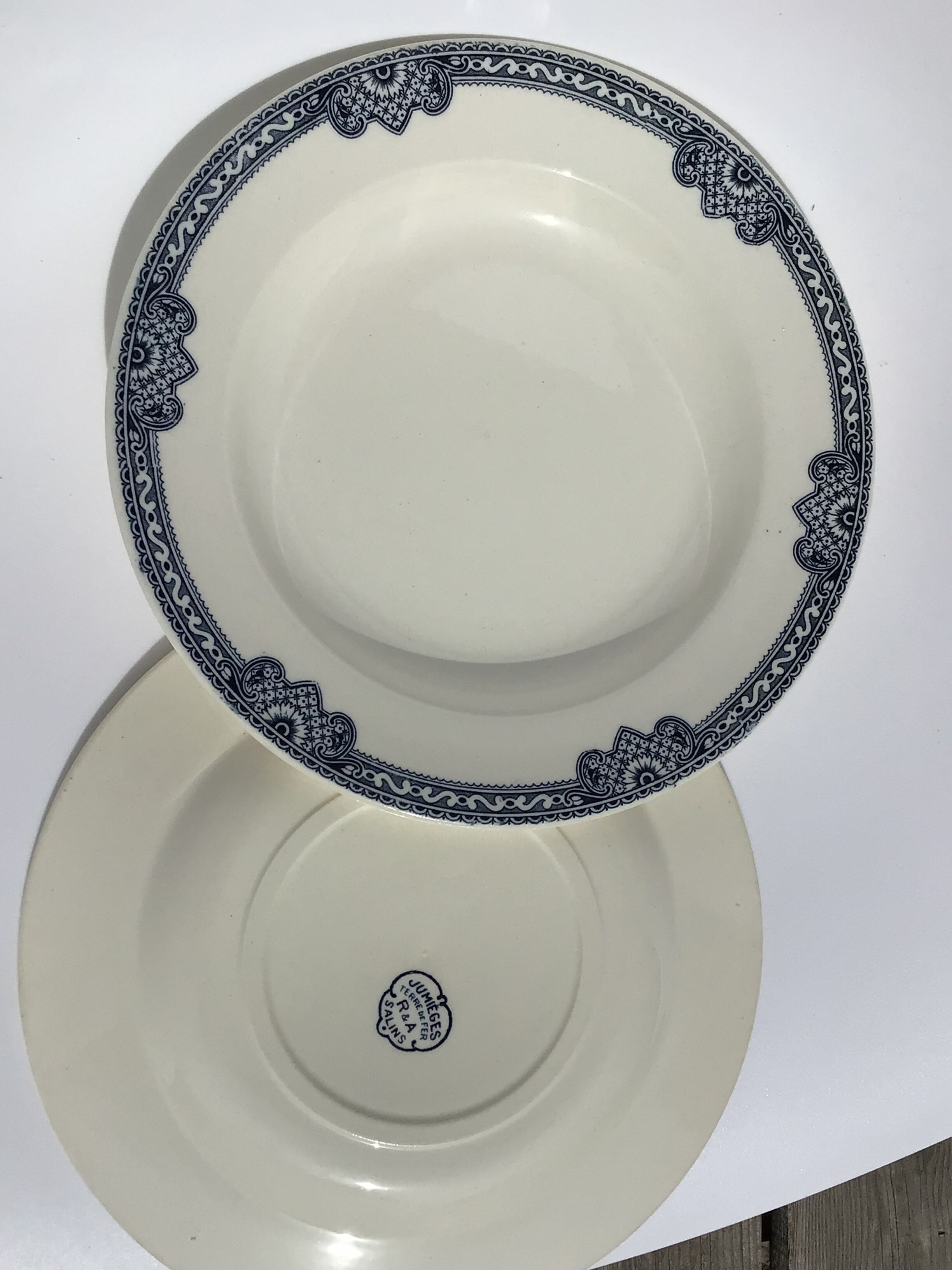 2 flat plates iron earth salins navy blue jumièges