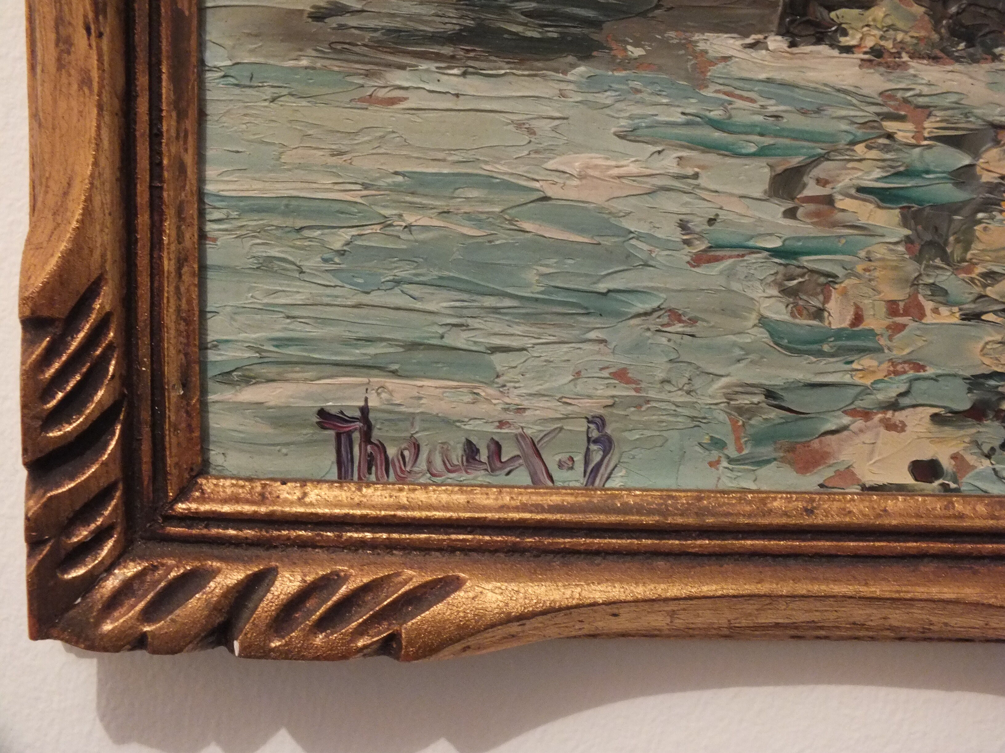Avignon, the Saint Bénezet bridge, oil painting on panel signed B. Theaux