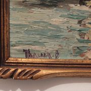Avignon, the Saint Bénezet bridge, oil painting on panel signed B. Theaux
