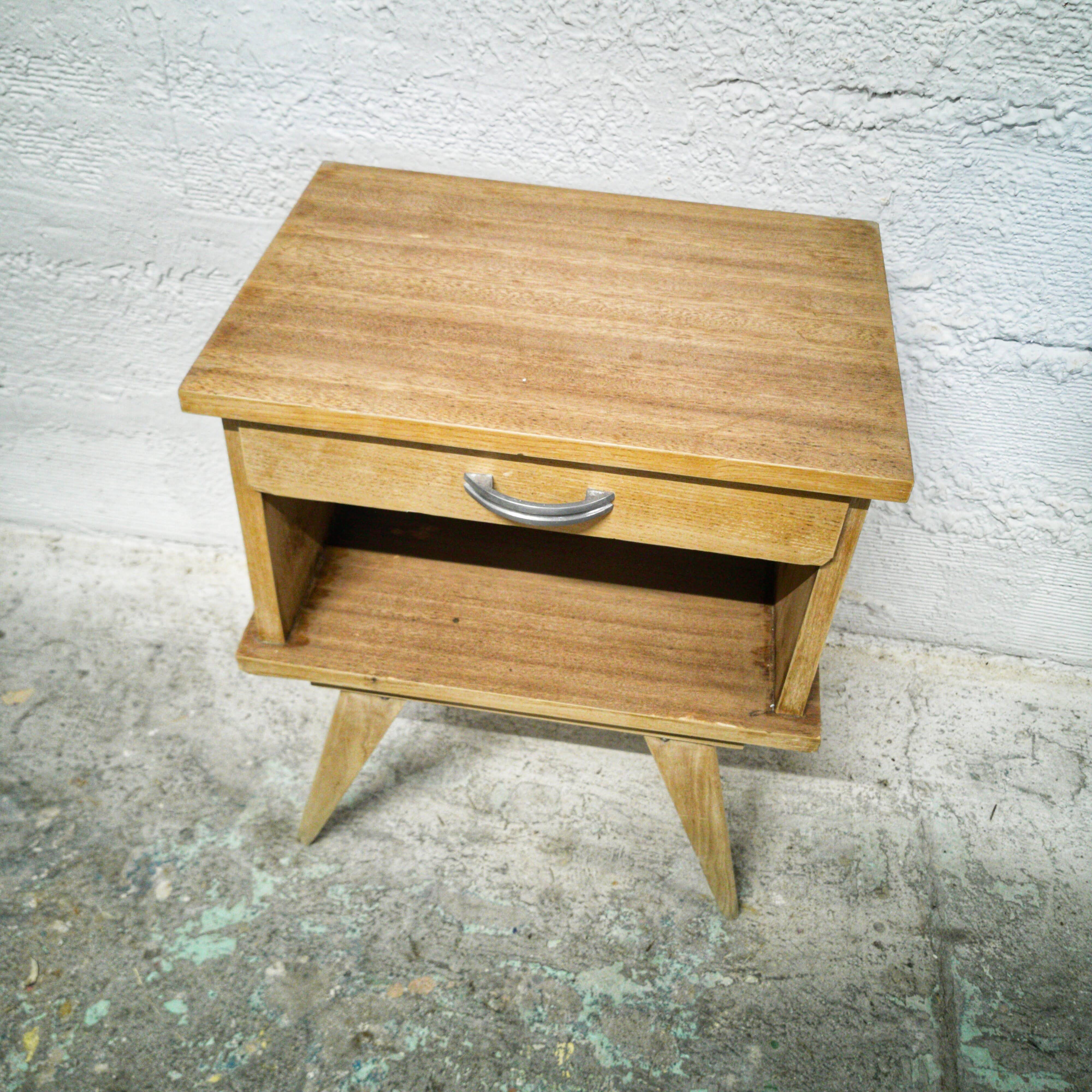 Vintage bedside table with compass legs