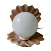 Lampe coquillage en céramique et opaline années 80