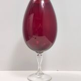 Vintage Crimson Hand-Blown Glass Vase, Empoli, Italy