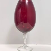 Vintage Crimson Hand-Blown Glass Vase, Empoli, Italy