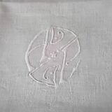 6 serviettes de table en coton damassé blanc monogrammées AP