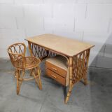 Rattan desk and chair