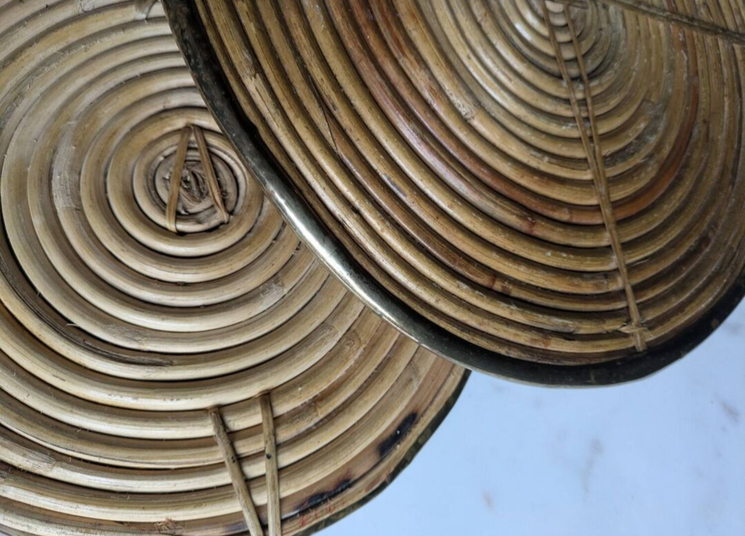 Rattan trivets attributed to Gabriella Crespi.