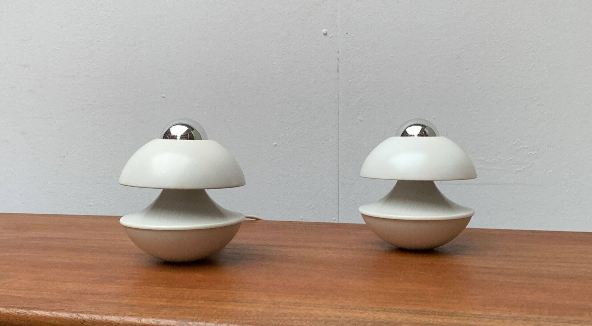 Table lamp or mushroom wall light from the German space age mid-century by Klaus Hempel for Kaiser Leuchten, 1970s, set of 2.