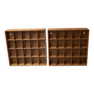 Set of 2 vintage teak wall lockers