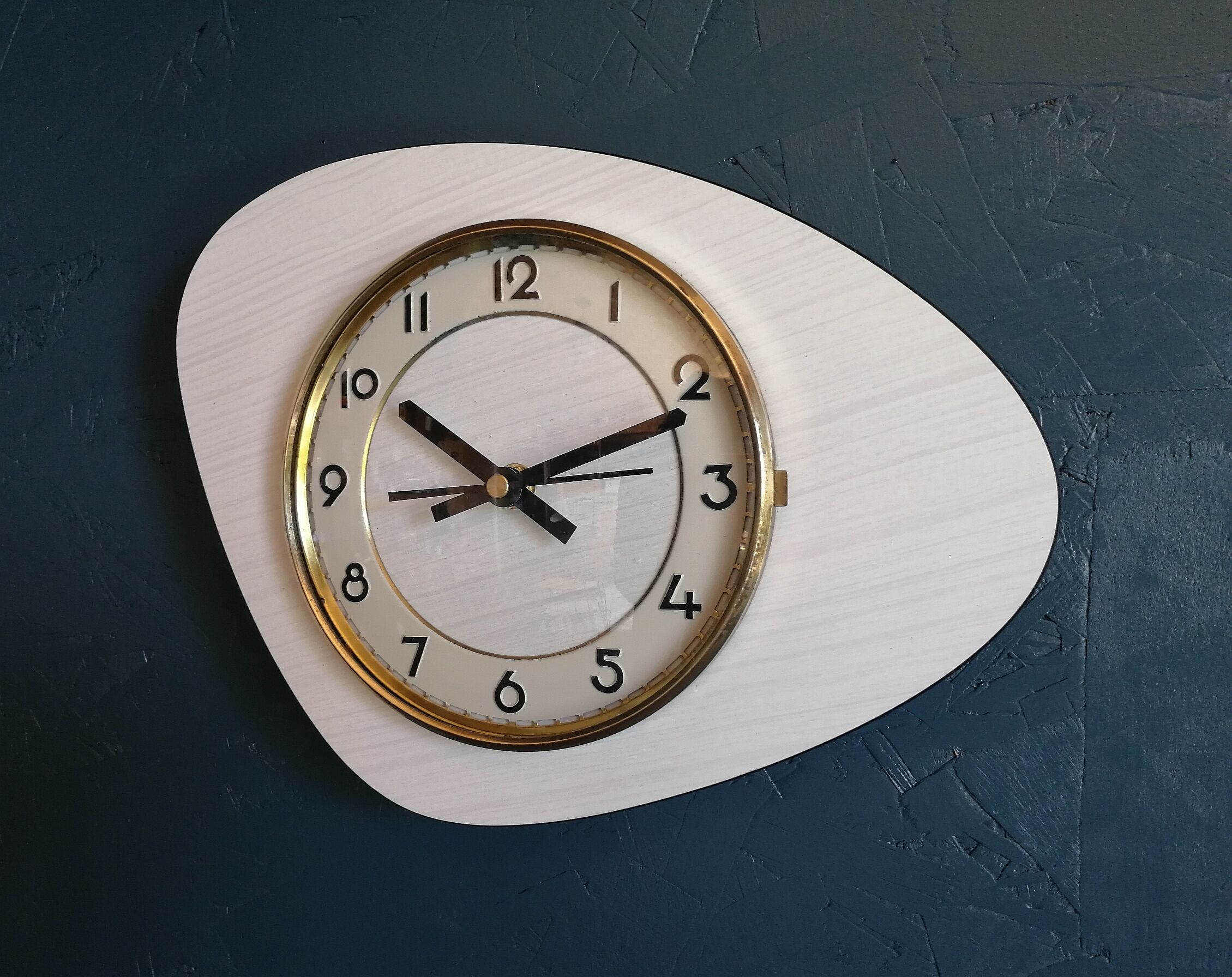 Vintage clock, "White and grey Formica" wall clock