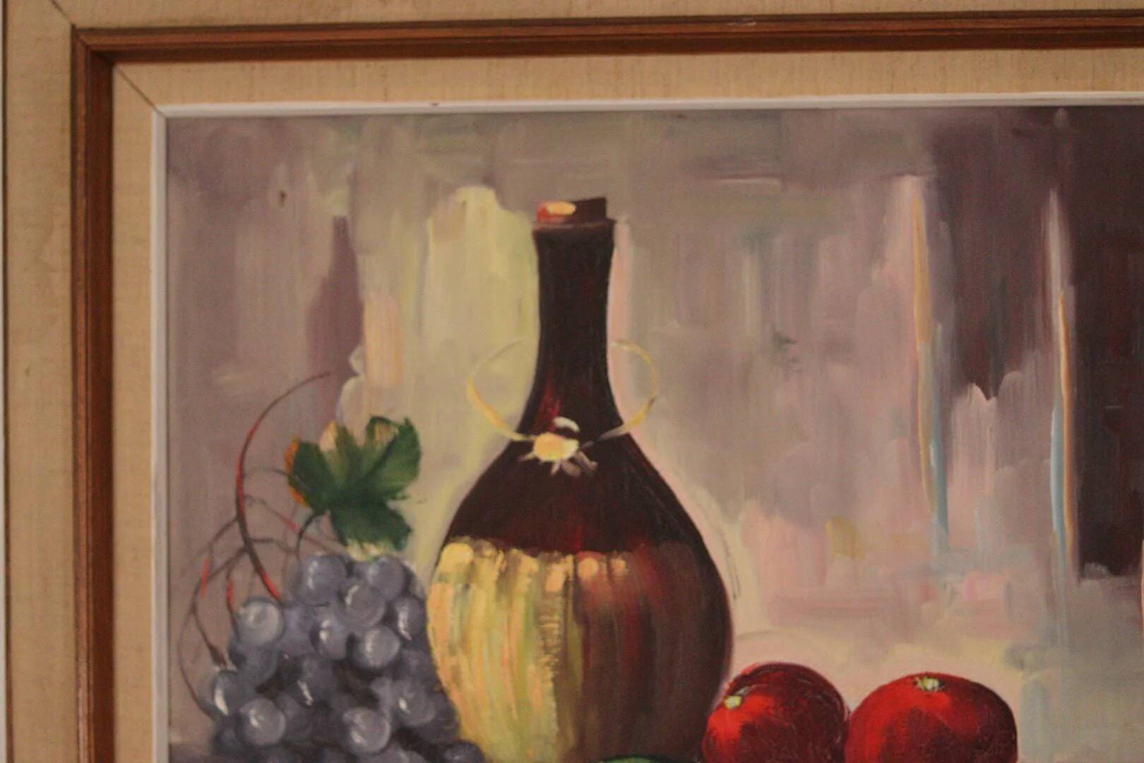 Nature morte au vin et aux fruits par E.W. Freu