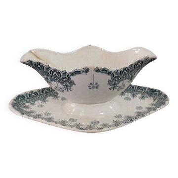 Saucière ancienne en faïence "Société Anonyme" St Amand et Hamage