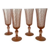 Vintage lot de 4 flûtes à champagne rosaline Luminarc