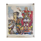 Clovis hissé sur le pavois, affiche pédagogique éditée par "Fernand Nathan Editeur", années 50-60