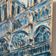 Notre Dame en bleu, huile sur toile signée