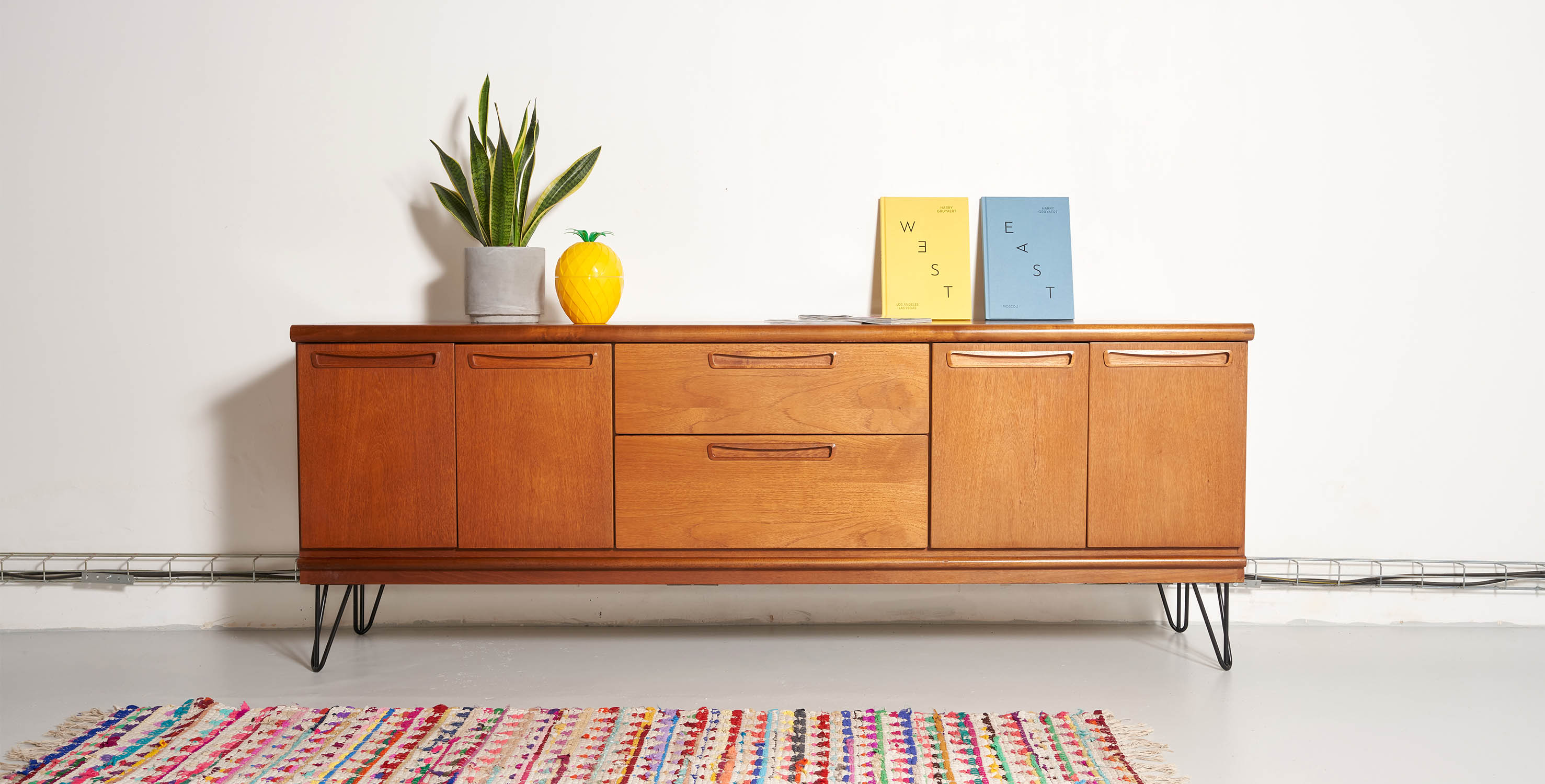 Sideboard feet metal vintage, Scandinavian style, 200cm