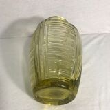 Vase verre moulé jaune style art deco décoration vintage
