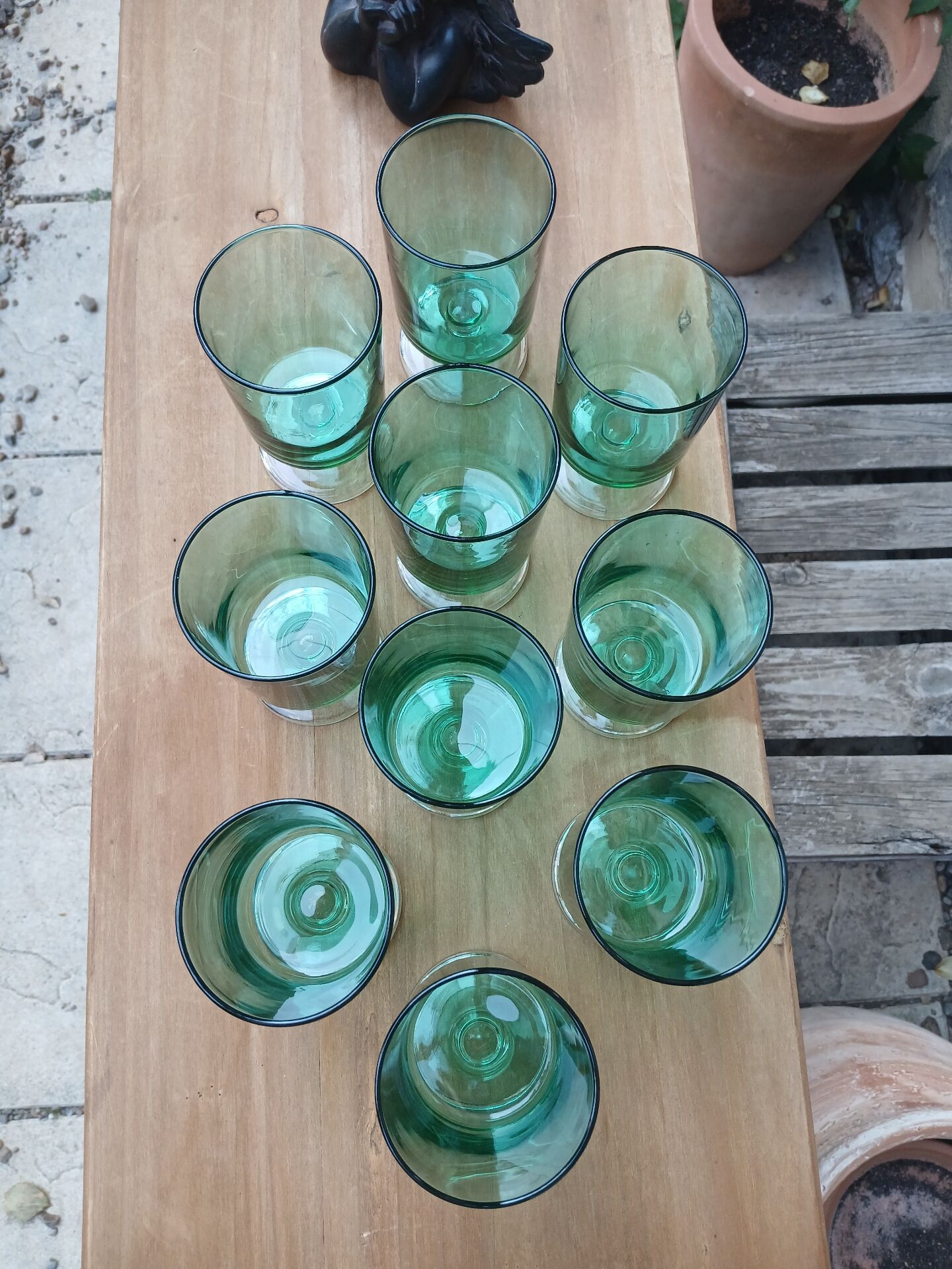 10 antique Luminarc stemmed glasses