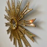 Mirror sun in gilded wood XXL facet mirror design year 60