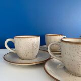 Speckled beige cup and saucer coffee set