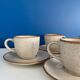 Speckled beige cup and saucer coffee set