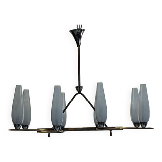 8-light brass chandelier from the 50s/60s