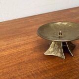 Brutalist bronze candlestick from the mid-century, 1960s.