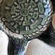Set of 4 vintage green and white majolica oyster plates.