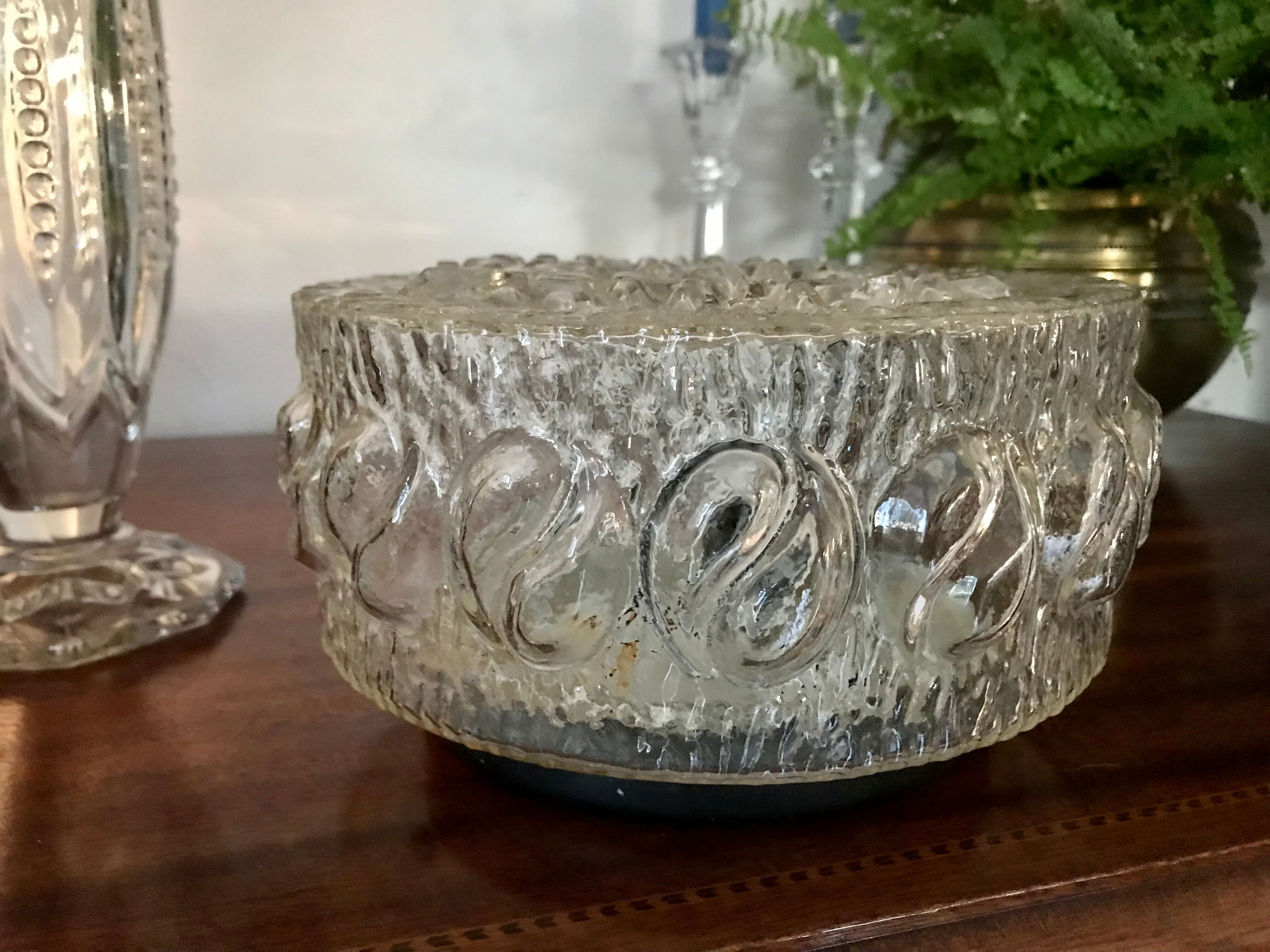 Vintage molded glass ceiling lamp