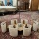 Scandinavian chandelier in wood and perspex