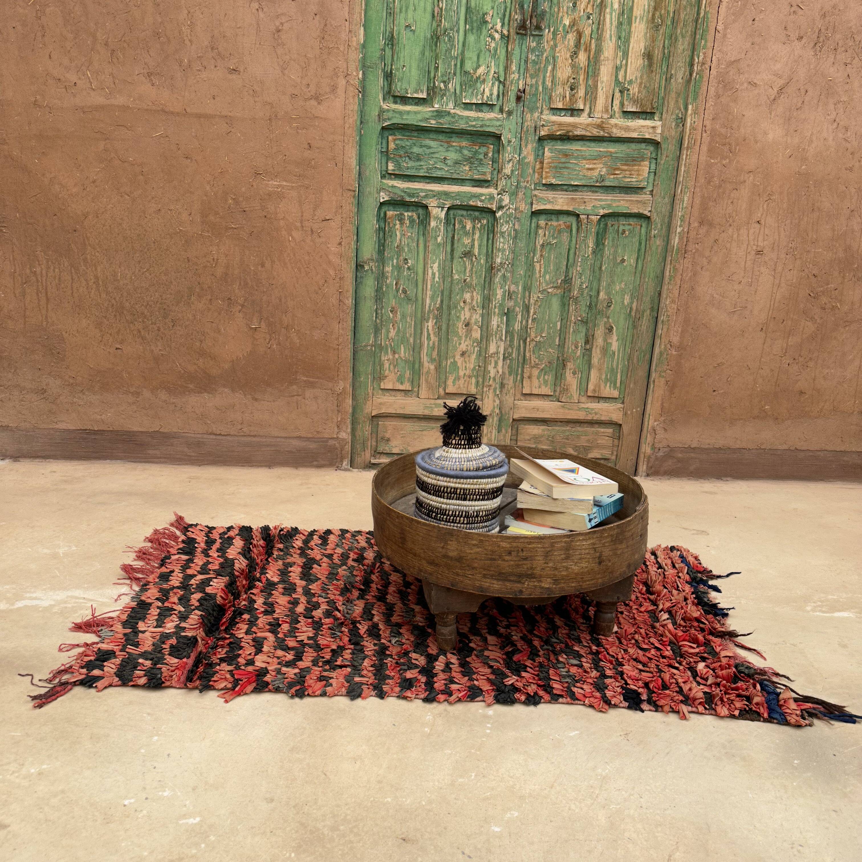 Colorful Boucherouite Moroccan rug - 64 x 119 cm