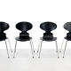 Set of 4 black Arne Jacobsen Ant chairs for Fritz Hansen, 1980, Denmark