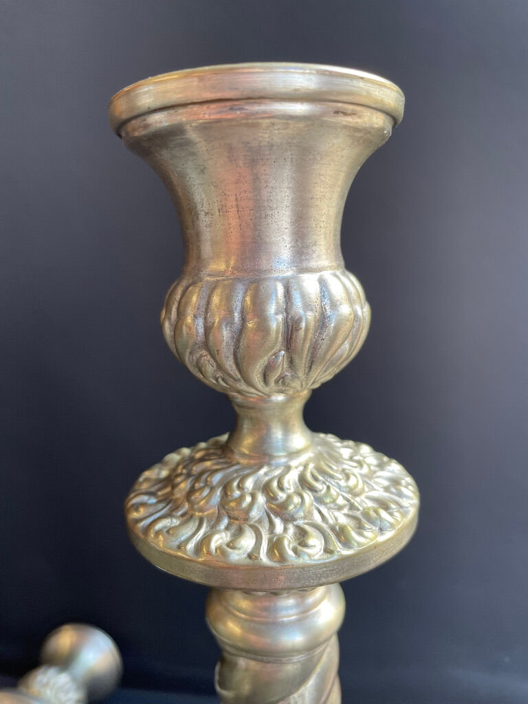 Pair of candle holders - Napoleon III - Silver metal
