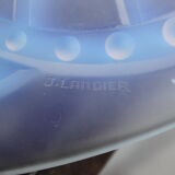1930s opalescent glass art deco cut. Signed J Landier