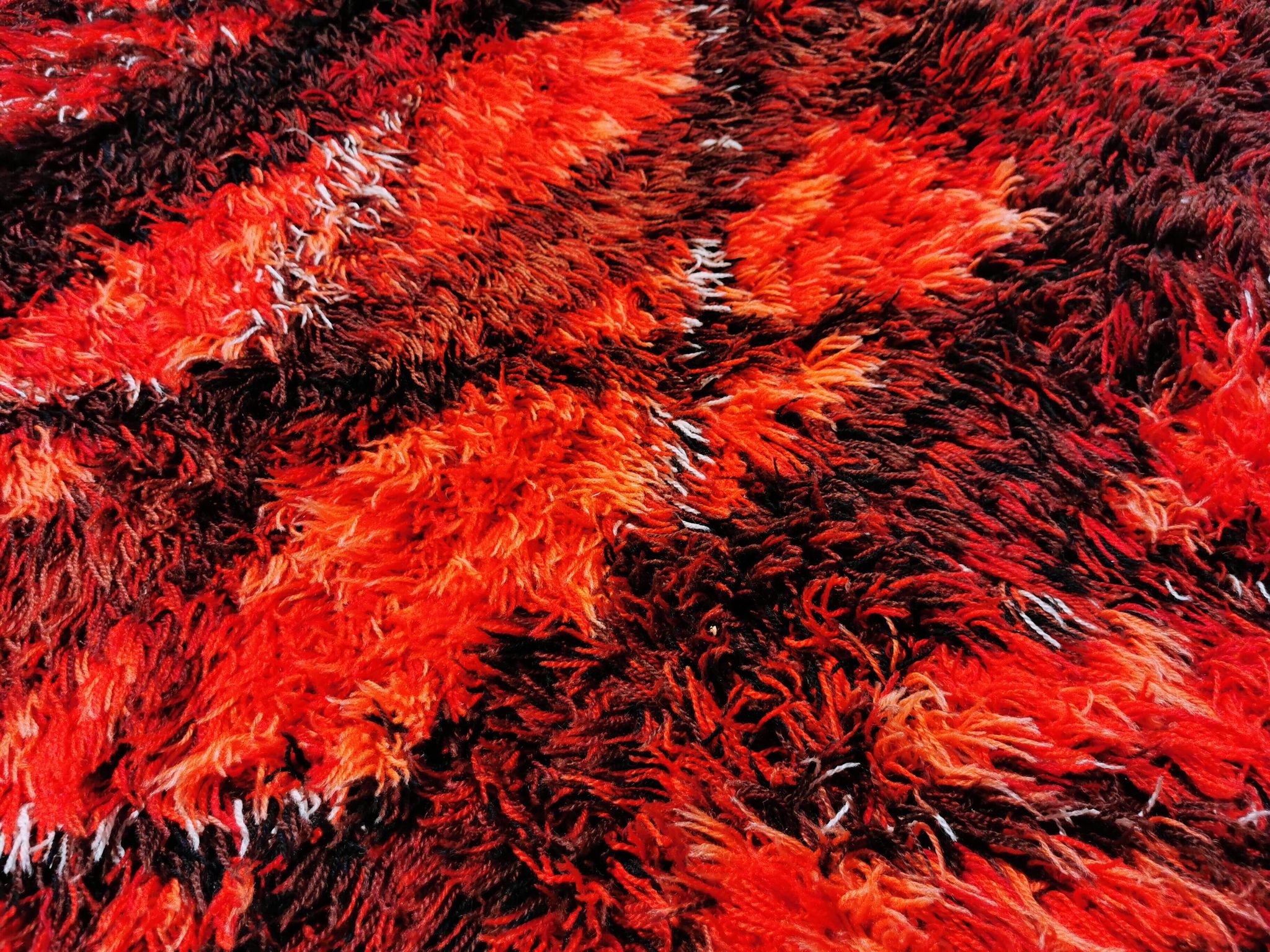 Swedish handmade wool - rya rug. estimated 1960s.