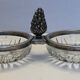 Glass server and silver metal frame