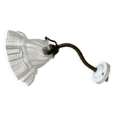 Applique ancienne col de cygne verre dépoli et porcelaine