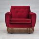 Chaise longue danoise des années 1970, état d'origine, tissu velours rouge cerise.