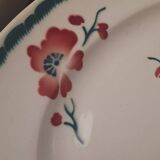 Plat de service décor fleurs vertes et roses