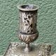 Pair of square candlesticks in patinated bronze
