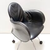 Black Leather Incisa Office Chair by Vico Magistretti for De Padova, 1992