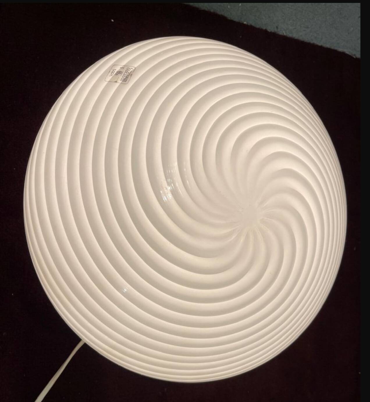 Murano Glass White Swirl Flushmounts Set of 2
