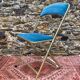 Folding chair in gold-tone metal and velvet, 1960s-70s