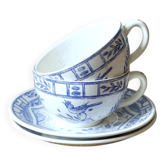 Set of 2 Gien breakfast cups/bowls – Blue Bird decor