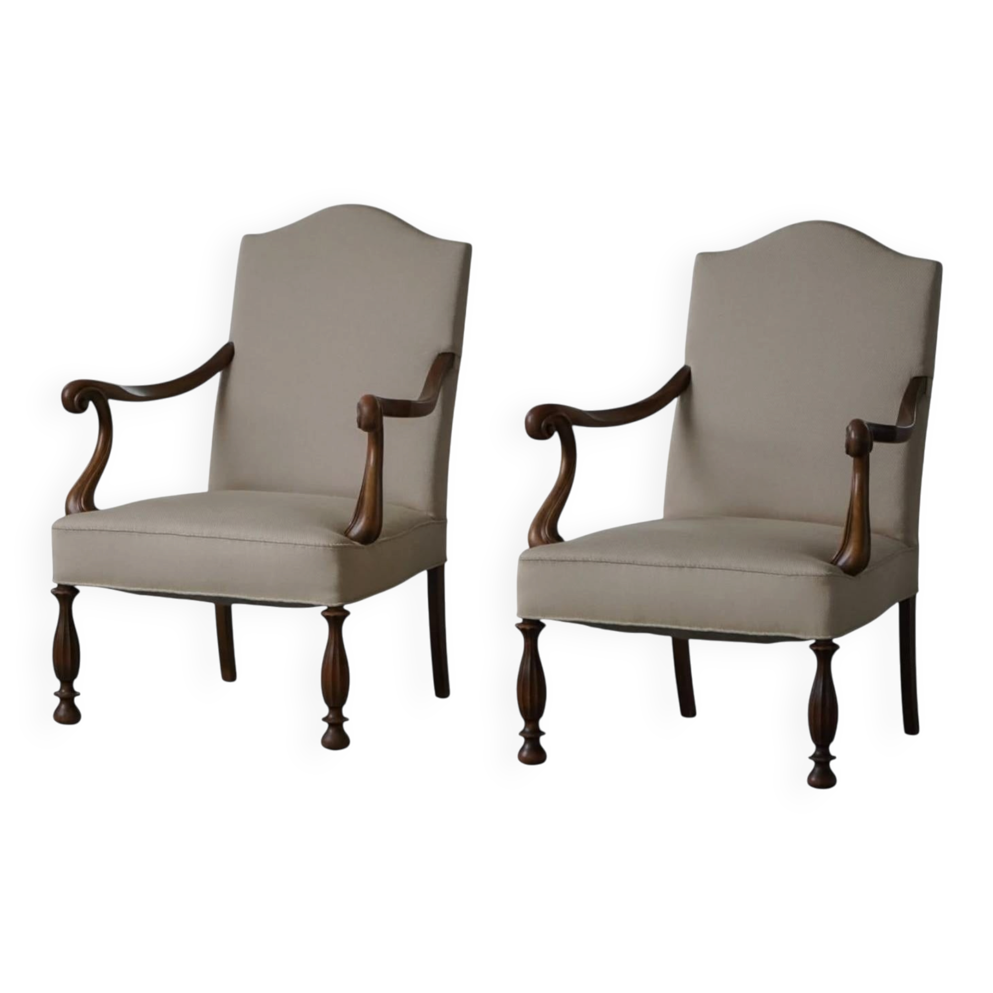 Pair of Art Nouveau armchairs, Danish cabinetry, early 20th century.