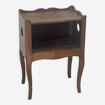 Side bedside table in natural wood with discreet side drawer