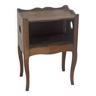 Side bedside table in natural wood with discreet side drawer