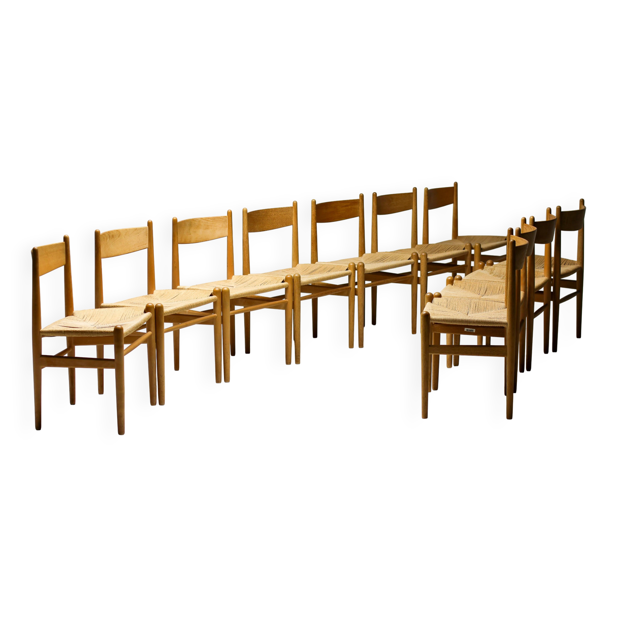 CH36 dining chair, matched, in soap-treated oak by Hans J. Wegner for Carl Hansen.