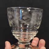 10 old port wine glasses in engraved art deco chiseled crystal