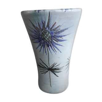 Vintage vase decorated with thistles signed Savoie