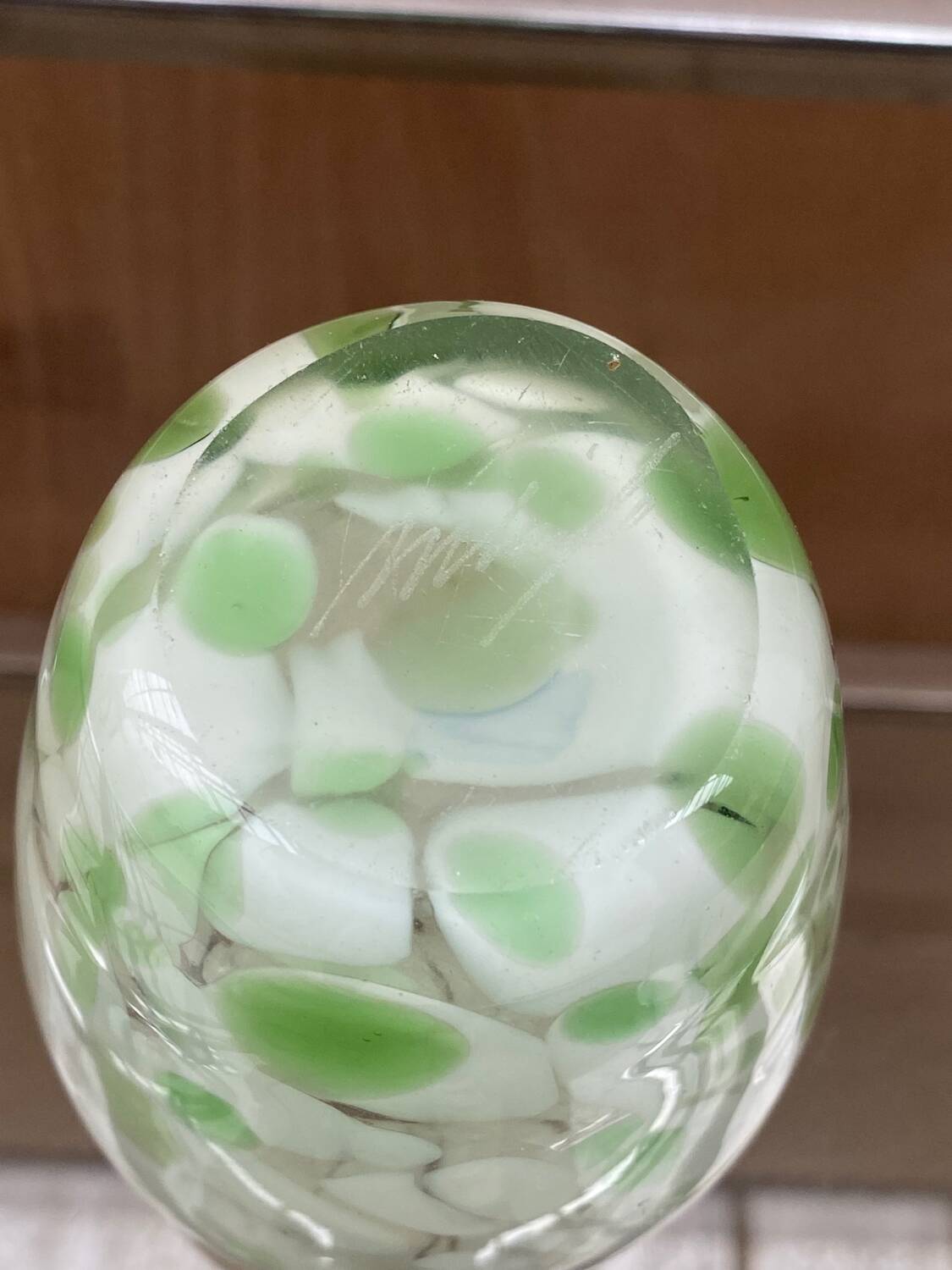 Signed blown glass vase, 1980